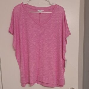 Time and Tru V-Neck Pink Short Sleeve Top